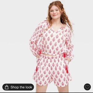 Roller Rabbit x Target Tie Neck Boho Top size M